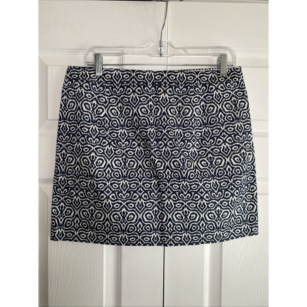 J Crew Skirt Size 6 Black‎ Geometric Print Cotton Knee Length Skirt Travel